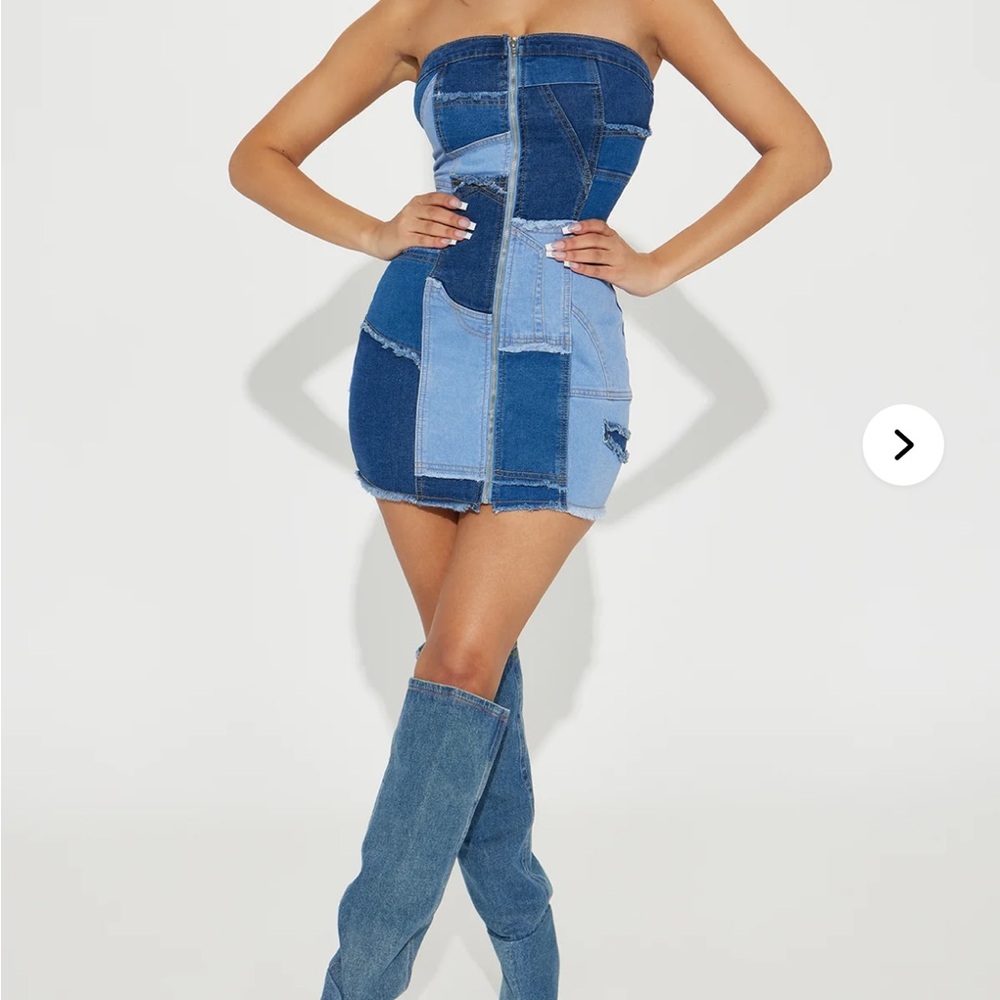 Fashion Nova Blue Asymmetrical Backless Bodycon Dress
